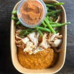 Cajun chicken breast, mashed yams & green beans